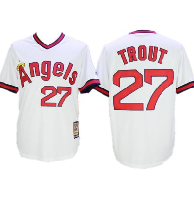 Los Angeles Angels Mike Trout White 1980 Throwback Pullover Jersey