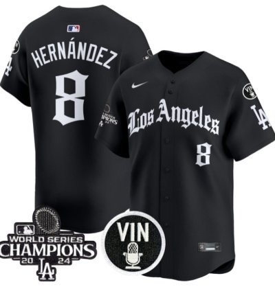 Kike Hernandez Jersey 8 Dodgers 2025 La Gothic Style Vapor Premier Limited Stitched Black