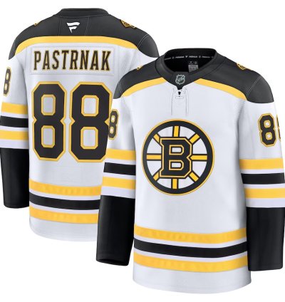 Mens Boston Bruins 88 David Pastrnak Away Premium Jersey White