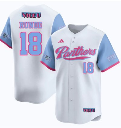 Logan Runde Jersey 18 Fiu Baseball 2025 Vice U Stitched White