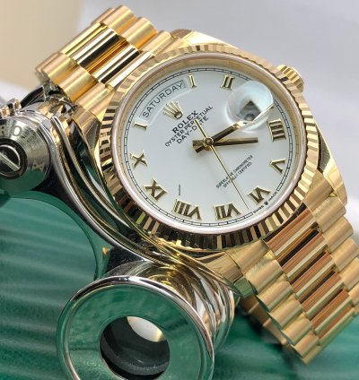 Rolex Day-date 36 128238 White Roman Dial Yellow Gold