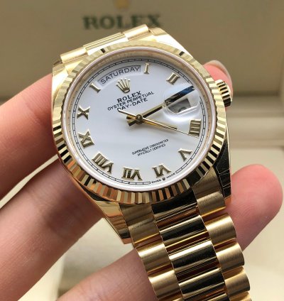 Rolex Day-date 36 128238 White Roman Dial Yellow Gold