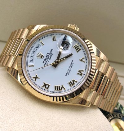 Rolex Day-date 36 128238 White Roman Dial Yellow Gold