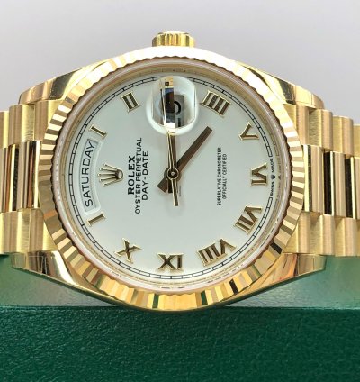 Rolex Day-date 36 128238 White Roman Dial Yellow Gold
