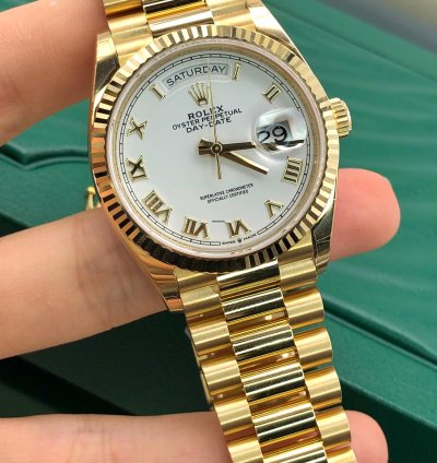 Rolex Day-date 36 128238 White Roman Dial Yellow Gold