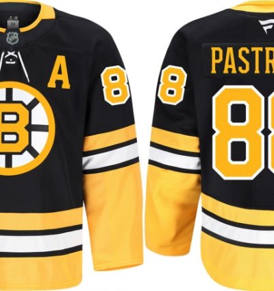 Mens Boston Bruins 88 David Pastrnak Black 100th Anniversary Stitched Jersey