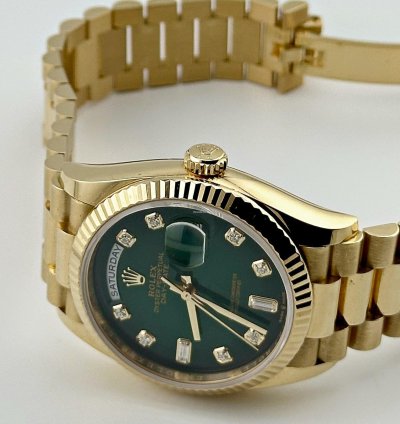 Rolex Day-date 36 128238 Yellow Gold Green Diamond Dial 2024