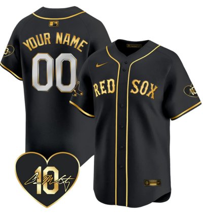 Custom Boston Red Sox Jersey Dave Mccarty Memorial Patch Stitched Black Gold