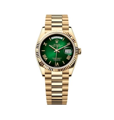 Rolex Day-date 36 128238 Yellow Gold Green Ombre Roman Numeral Dial
