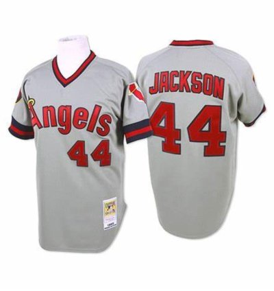 Los Angeles Angels Reggie Jackson Gray 1982 1985 Throwback Pullover Jersey