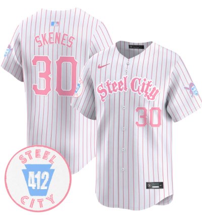 Paul Skenes Jersey 30 Pittsburgh Pirates Bubblegum Pink Vapor Premier Limited Stitched Pinstripe