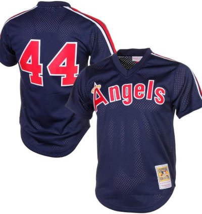 Los Angeles Angels Reggie Jackson Navy Throwback Mesh Pullover Jersey