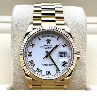 Rolex Day-date 36 128238 Yellow Gold White Dial
