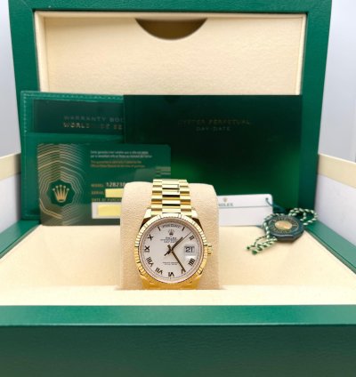 Rolex Day-date 36 128238 Yellow Gold White Dial