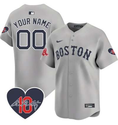 Custom Boston Red Sox Jersey Dave Mccarty Memorial Patch Stitched Gray