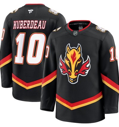 Mens Calgary Flames 10 Jonathan Huberdeau Alternate Premium Jersey Black
