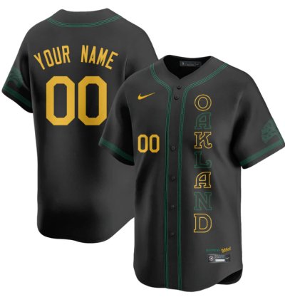 Custom Oakland Athletics Jersey Name Number City Connect Concept Stitched Black