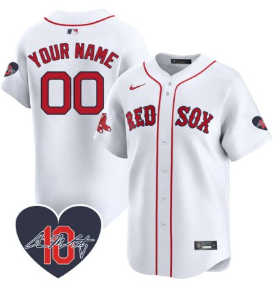 Custom Boston Red Sox Jersey Dave Mccarty Memorial Patch Stitched White