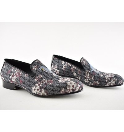 Dior Sorayama Black Canvas Floral Men Dress Loafer 42 9