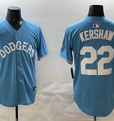 Los Angeles Dodgers Clayton Kershaw Light Blue Throwback Jersey