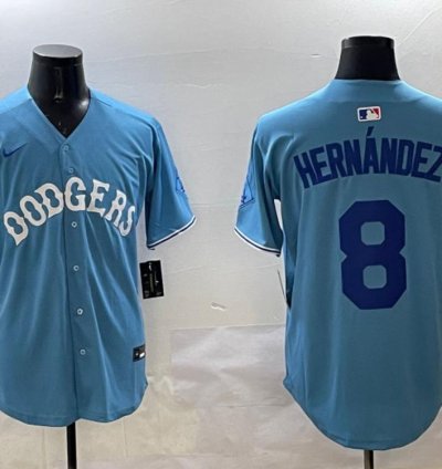 Los Angeles Dodgers Enrique Hernandez Light Blue Royal Throwback Jersey