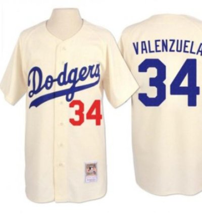 Los Angeles Dodgers Fernando Valenzuela Cream Throwback Jersey