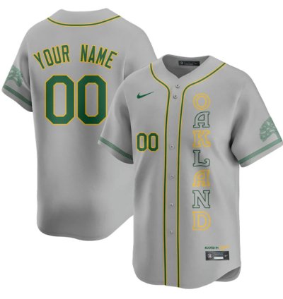 Custom Oakland Athletics Jersey Name Number City Connect Concept Stitched Gray
