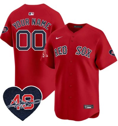 Custom Boston Red Sox Jersey Tim Wakefield Limited Memorial Patch Stitched Red