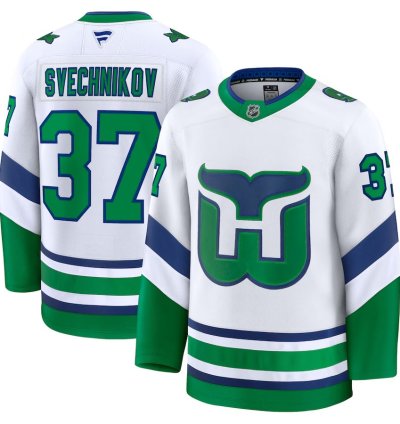 Mens Carolina Hurricanes 37 Andrei Svechnikov Throwback Premium Jersey White