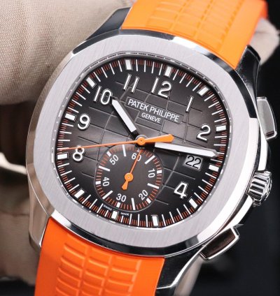Patek Philippe Aquanaut Complete Set Mint 42mm Chrono Stainless Black Dial Orange 5968a 001