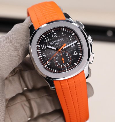 Patek Philippe Aquanaut Complete Set Mint 42mm Chrono Stainless Black Dial Orange 5968a 001