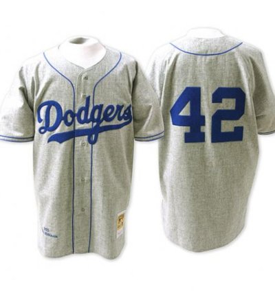 Los Angeles Dodgers Jackie Robinson Grey 1955 Throwback Jersey