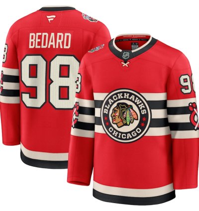 Mens Chicago Blackhawks 98 Connor Bedard 2025 Nhl Winter Classic Jersey Red