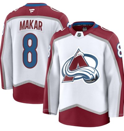 Mens Colorado Avalanche 8 Cale Makar Away Premium Jersey White