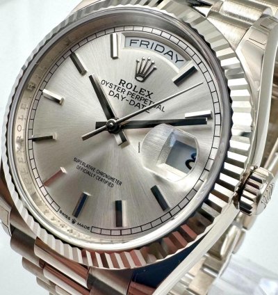 Rolex Day-date 36 128239 36mm White Gold Silver Index Dial Unworn 2023
