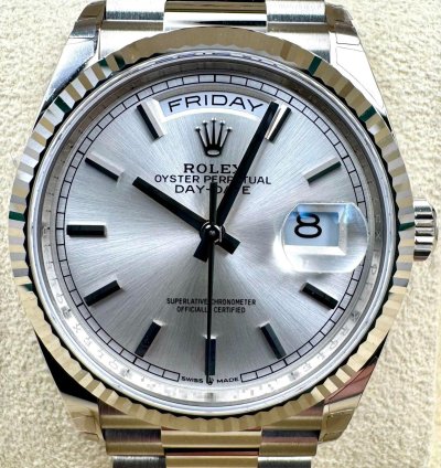 Rolex Day-date 36 128239 36mm White Gold Silver Index Dial Unworn 2023