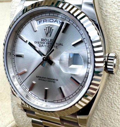 Rolex Day-date 36 128239 36mm White Gold Silver Index Dial Unworn 2023