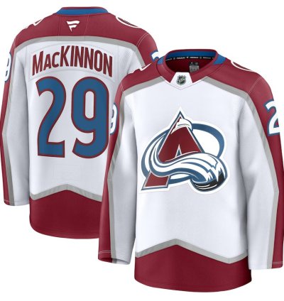 Mens Colorado Avalanche 29 Nathan Mackinnon Away Premium Jersey White