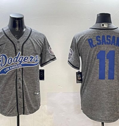 Los Angeles Dodgers Roki Sasaki Heather Grey Throwback Jersey