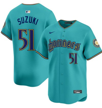 Ichiro Suzuki Jersey 51 Seattle Mariners 2025 Vapor Premier Limited Stitched Aqua