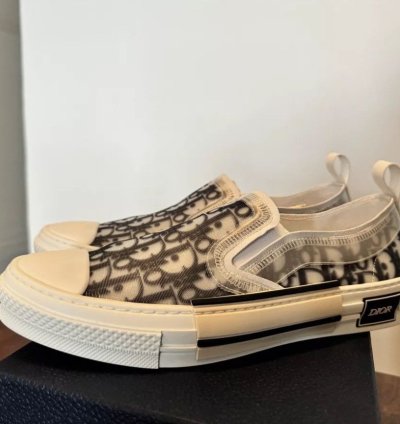 Dior White Oblique Slip On Sneakers sz 44