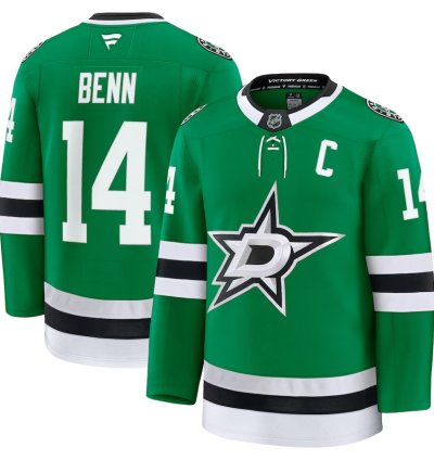 Mens Dallas Stars 14 Jamie Benn Home Premium Jersey Kelly Green