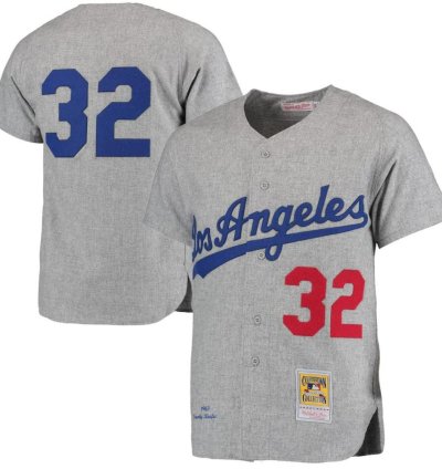 Los Angeles Dodgers Sandy Koufax Grey 1963 Throwback Jersey