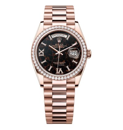 Rolex Day-date 36 128345rbr-0044 36mm Eisenkiesel Dial Rose Gold With Diamond Bezel Watch 2024
