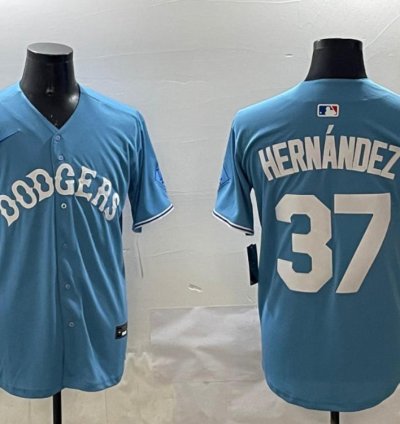 Los Angeles Dodgers Teoscar Hernandez Light Blue Throwback Jersey