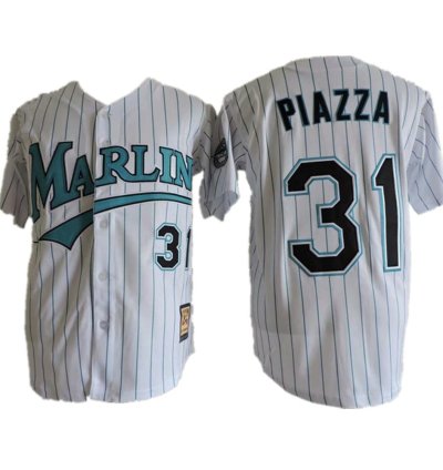 Miami Marlins Mike Piazza White Throwback Jersey