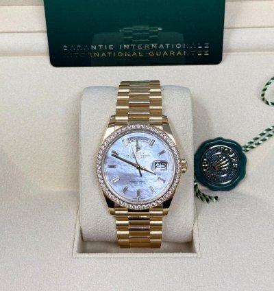 Rolex Day-date 36 128348rbr Day-date 36 Yellow Gold Mop Baguette Dial Diamond Bezel Presidential