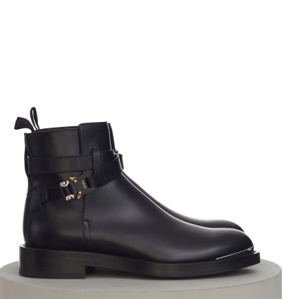 Evidence Ankle Boot In Black Calfskin With Aluminium Buckle