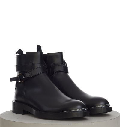 Evidence Ankle Boot In Black Calfskin With Aluminium Buckle