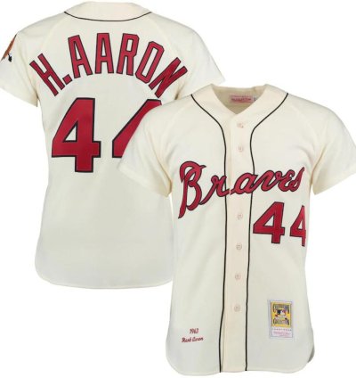 Milwaukee Braves Hank Aaron Cream 1963 Throwback Jersey
